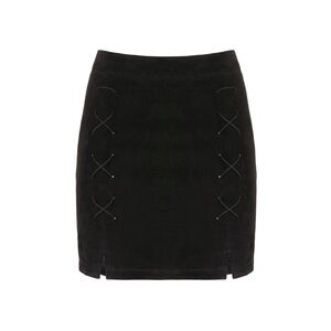 100% Leather Suede Lace up Mini Skirt